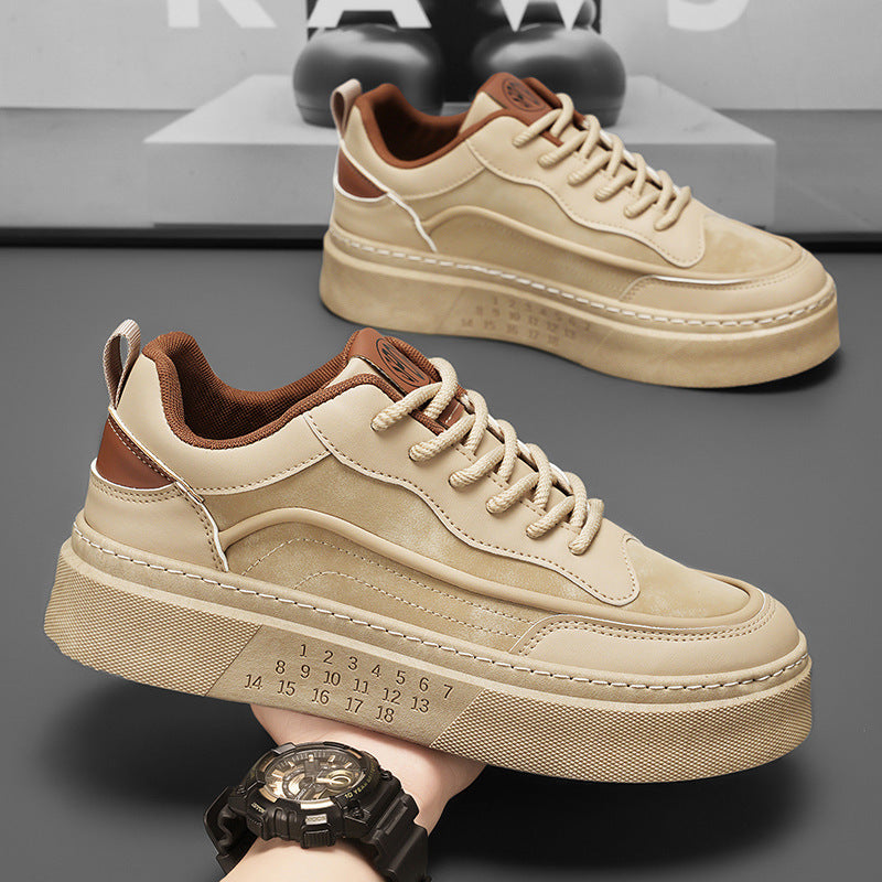 Damen Sportliche Plateau Sneakers mit robustem Lederoberteil und modischem Design EB