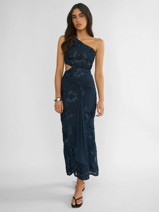 Damen Elegantes Abendkleid mit asymmetrischem Design und floralem Cut-Out EB