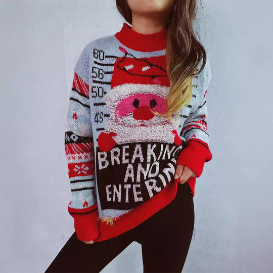 Damen Weihnachts-Pullover mit festlichem Motiv und hochwertigen Materialien EB