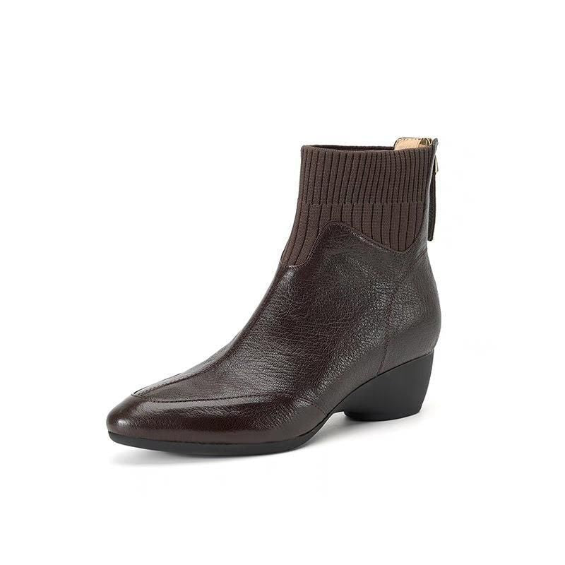 Damen Elegante Ankle Boots mit seitlichem Reißverschluss und elastischer Sockeneinstieg EB