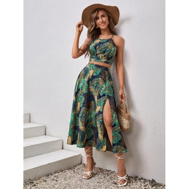 Damen Maxikleid mit floralem Twist und seitlichem Schlitz EB