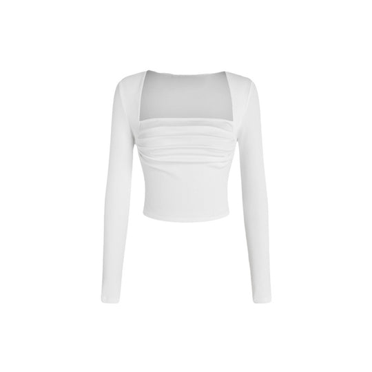 Damen gerafftes Cropped-Longsleeve mit quadratischem Ausschnitt und figurbetonter Passform Eichborn Berlin