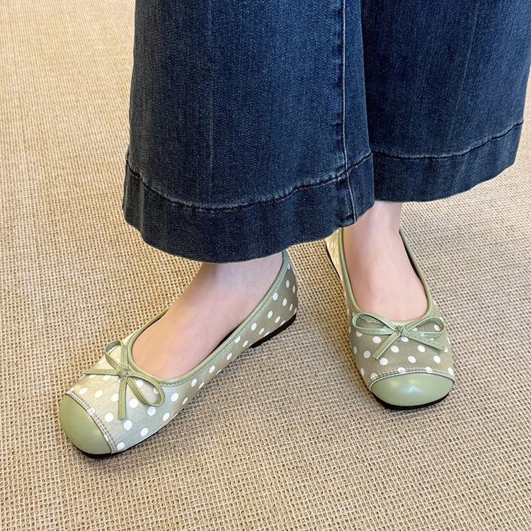 Damen Ballerinas mit verspieltem Punktedesign und zierlichem Schleifenakzent EB