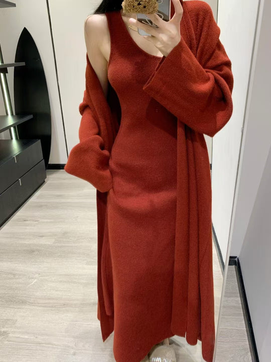 Damen Eleganter Strickmantel mit weitem Schnitt und praktischen Taschen EB