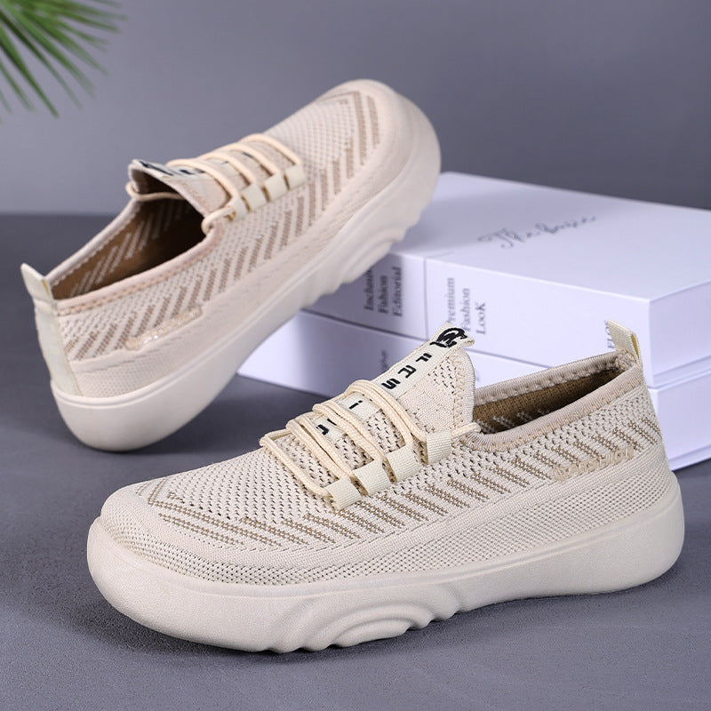Damen Leichte Freizeit Sneakers mit elastischem Strickdesign und rutschfester Sohle EB