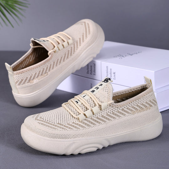 Damen Leichte Freizeit Sneakers mit elastischem Strickdesign und rutschfester Sohle EB