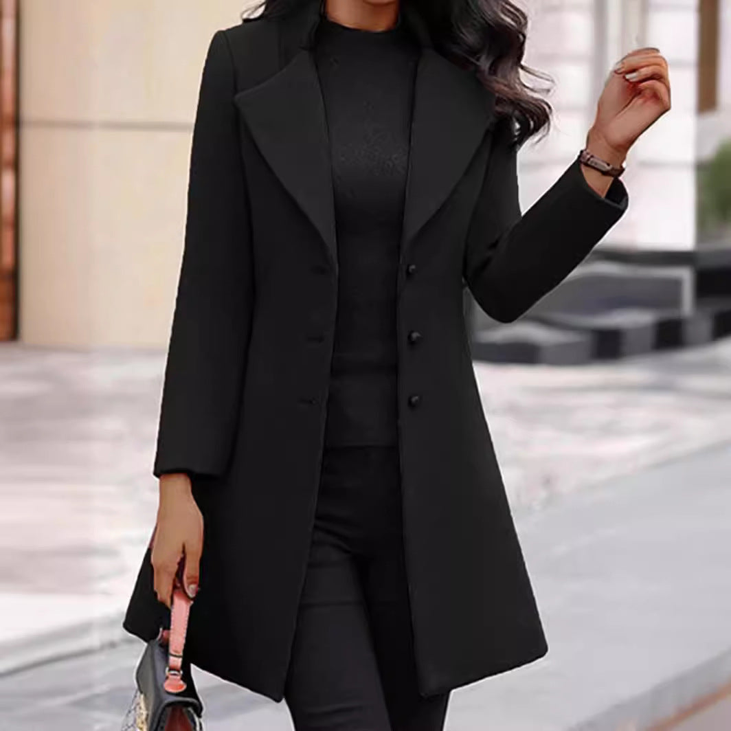 Damen modischer Mantel mit eleganter Knopfleiste und schickem Revers EB