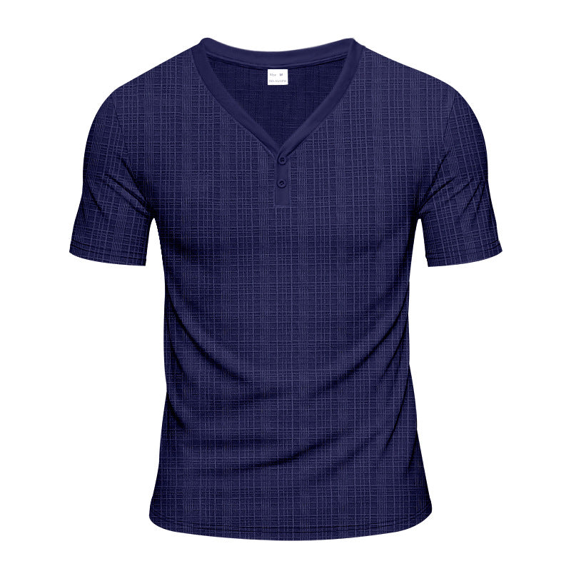 Herren Kurzarm Henley-Shirt mit strukturiertem Design und praktischen Knopfdetails EB