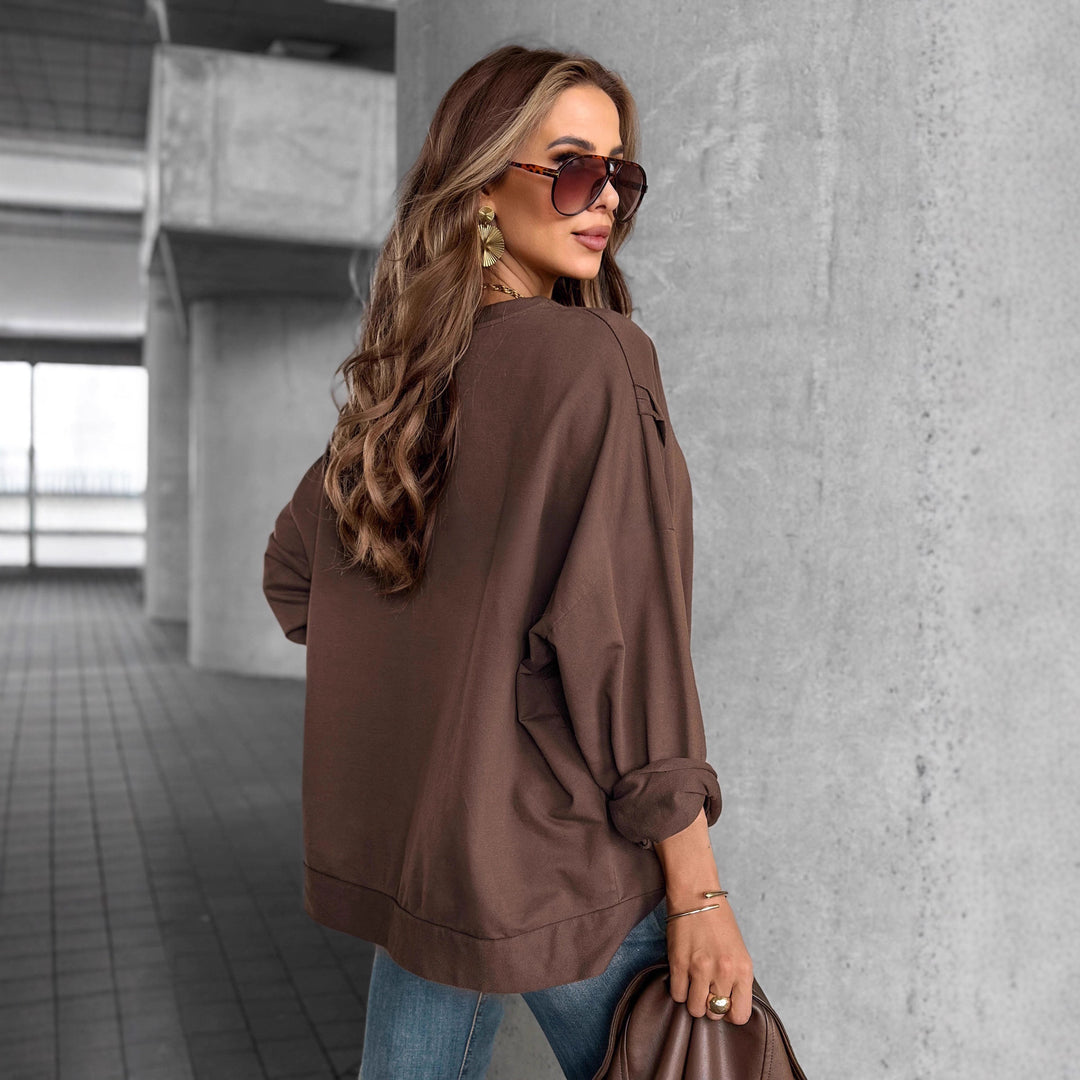 Damen Oversized Sweatshirt mit Glitzer-Print EB