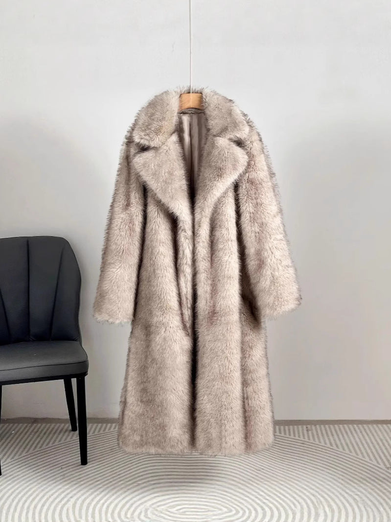 Damen Luxus Kunstfell Mantel EB