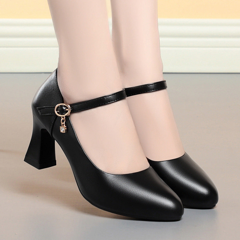 Damen Mary Jane Pumps mit komfortablem Blockabsatz und modischem Schnallenakzent EB