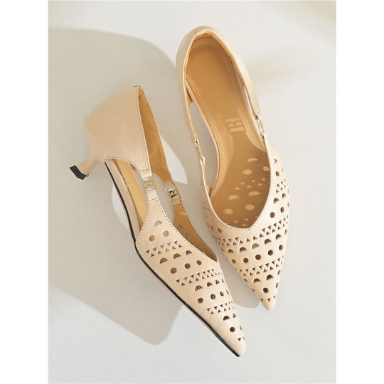Damen spitze Slingback-Pumps mit dekorativer Perforierung EB
