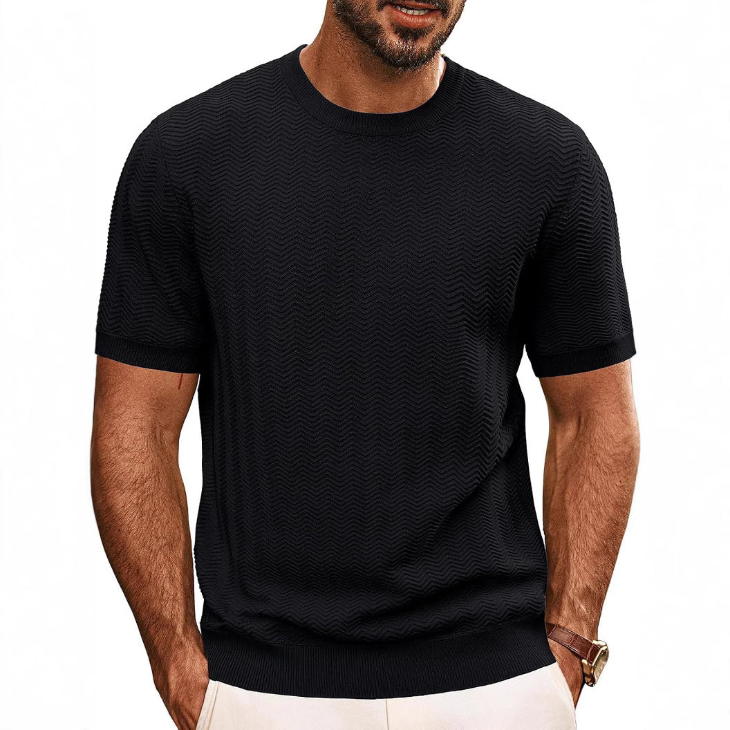Herren strukturiertes Rundhals T-Shirt EB