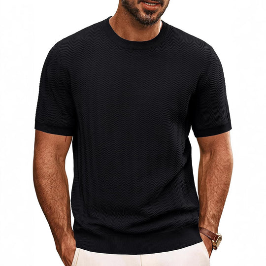 Herren strukturiertes Rundhals T-Shirt EB