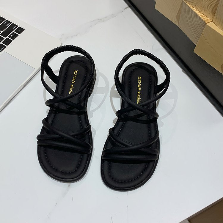 Damen Riemensandalen mit elastischem Riemendesign EB
