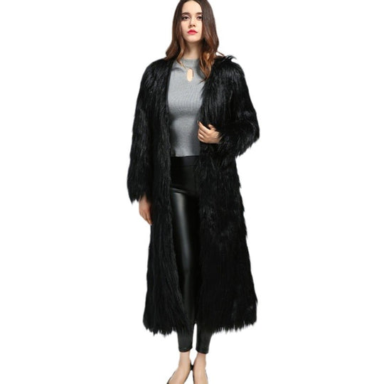 Damen Luxuriöser Kunstpelzmantel mit elegantem Futter EB