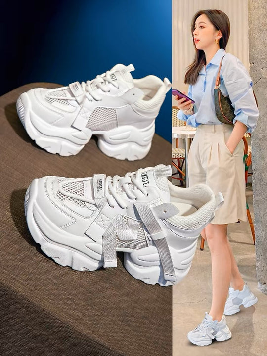 Damen Chunky Sneakers mit futuristischer Silhouette und atmungsaktivem Obermaterial EB