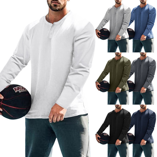 Herren Langarm-Henley-Shirt mit praktischem Knopfdesign und lässigem Schnitt EB