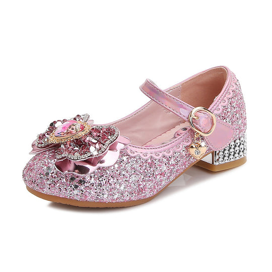 Mädchen Festliche Glitzer Ballerinas mit Blumenapplikation EB