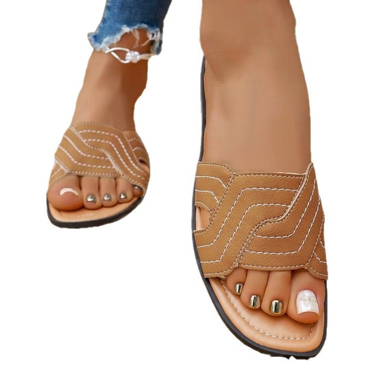 Damen Offene Mules mit modischem Flecht-Design EB