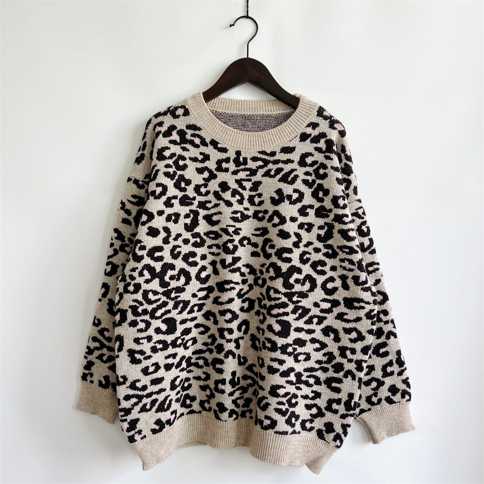 Damen legerer Pullover mit tierischem Muster EB