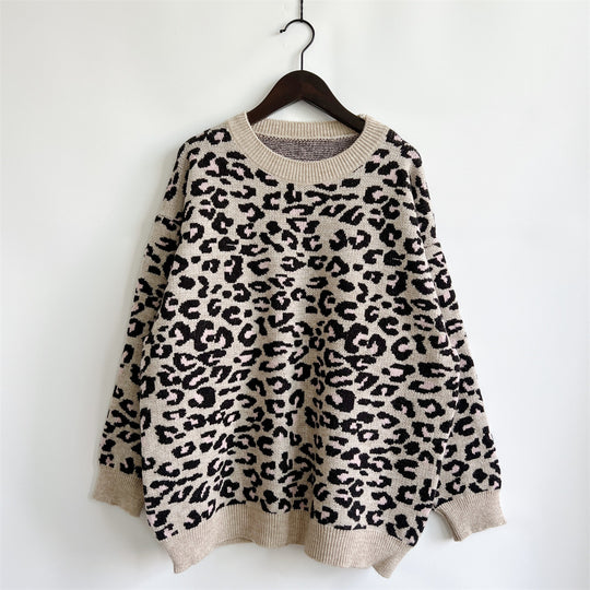 Damen legerer Pullover mit tierischem Muster EB