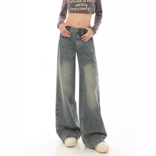 Damen Weite Denim-Hose mit modischem Ombre-Effekt und lässigem Schnitt EB