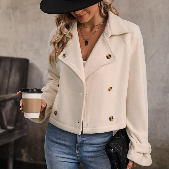 Damen kurze Plüschjacke im modischen Oversized-Stil EB