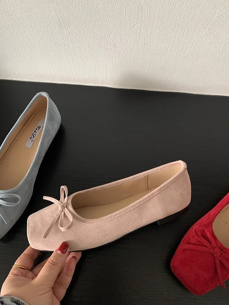 Damen Ballerinas aus hochwertigem Wildleder mit filigranem Schleifendetail EB