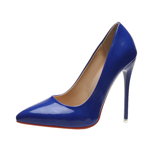 Damen elegante Stiletto-Pumps mit hohem Absatz und glänzendem Finish EB