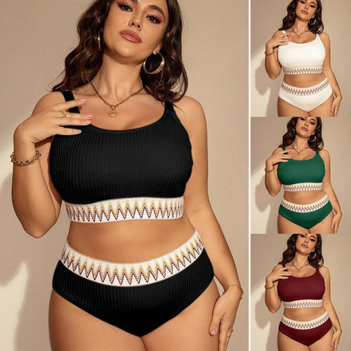 Damen Sportliches Bikini-Set mit hoher Taille und elastischem Bund EB