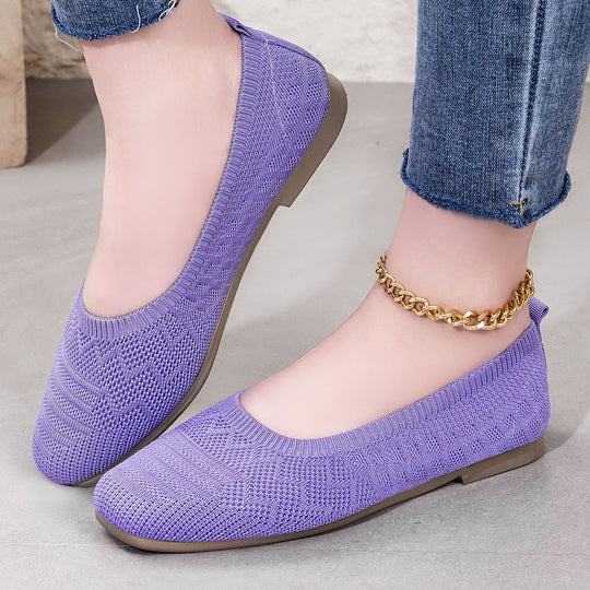 Damen Strick-Ballerinas mit elastischem Einstieg EB