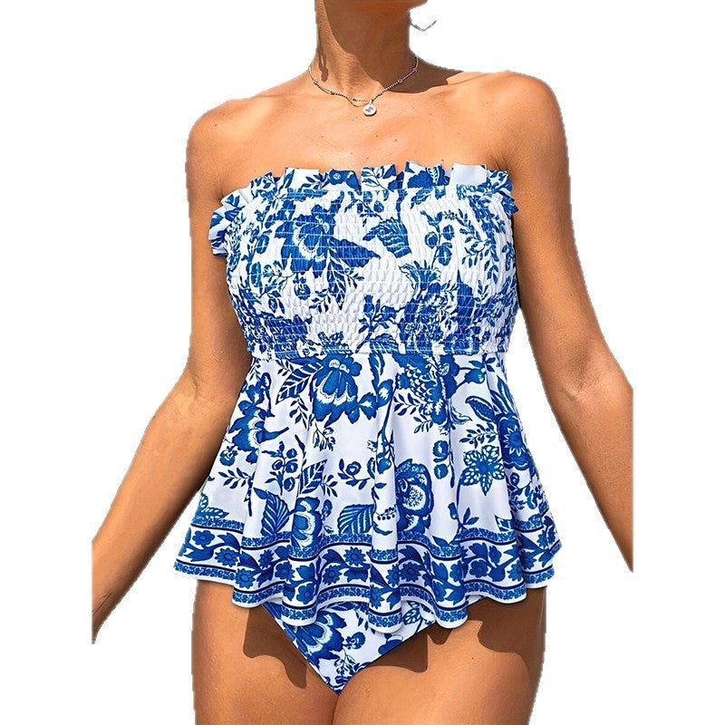 Damen Bandeau-Badeanzug mit verspieltem Rüschendesign EB
