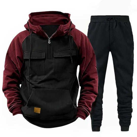 Herren funktionale Kapuzenjacke mit Reißverschluss und Jogginghose EB