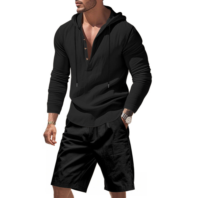 Herren lässiges Freizeit-Set mit Hoodie und Shorts EB