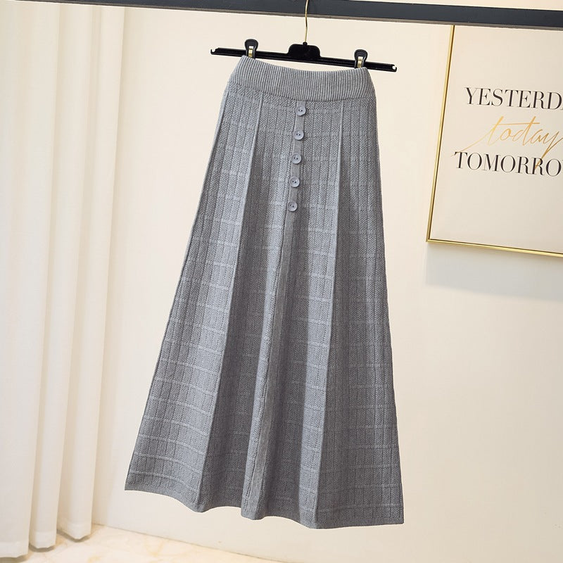 Damen Maxirock mit Struktur und Knopfdetails EB