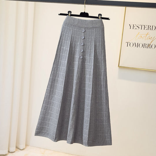 Damen Maxirock mit Struktur und Knopfdetails EB