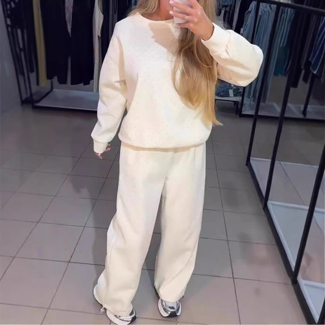 Damen Sportliches Lounge-Set mit gepunktetem Muster und elastischem Bund EB