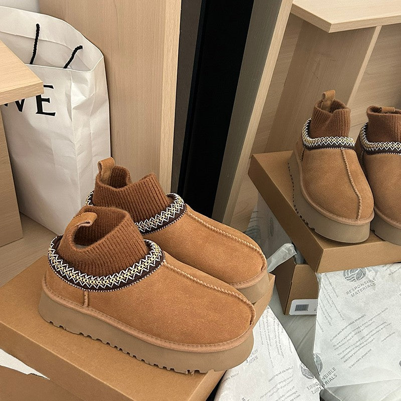 Damen bequeme Stiefeletten mit elastischem Schaft und rutschfester Sohle EB
