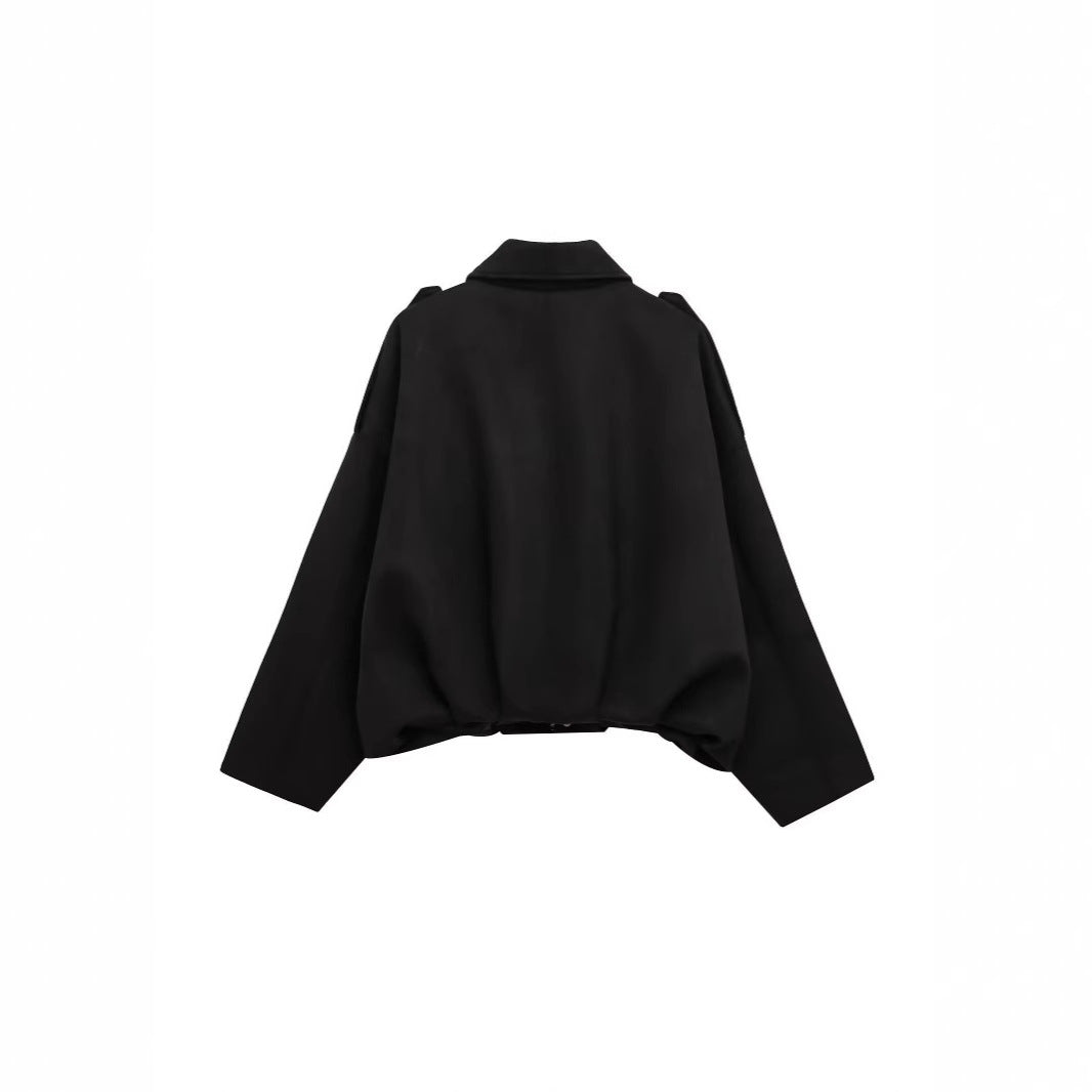 Damen lockere Cropped Jacke aus Wildlederimitat EB
