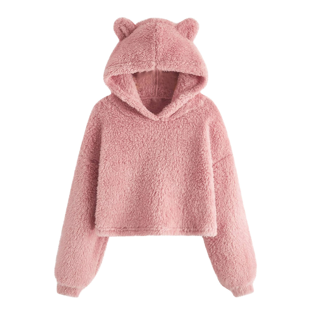 Damen Kuscheliger Fleece Hoodie mit Bärenohren EB