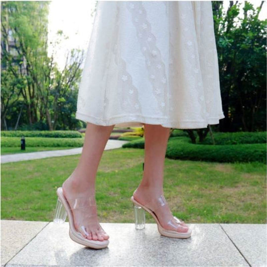 Damen transparente Plateau-Sandalen EB