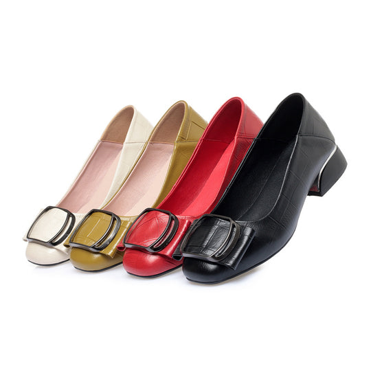 Damen elegante Ballerinas mit modischem Schmuckdetail und bequemem Blockabsatz EB