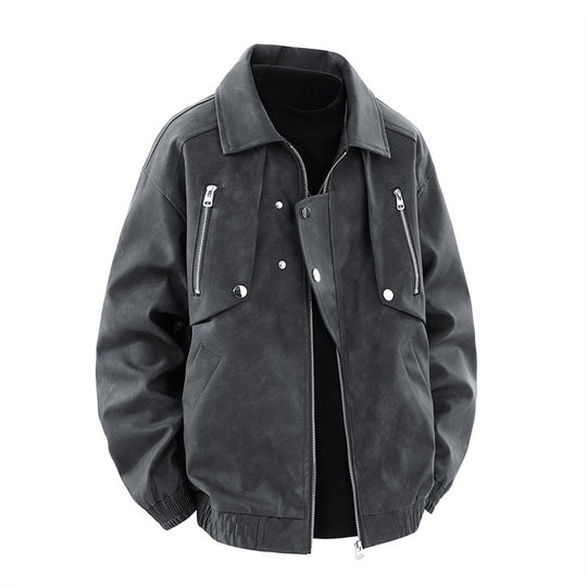 Herren modische Jacke mit multifunktionalen Reißverschlusstaschen und elastischen Bündchen EB