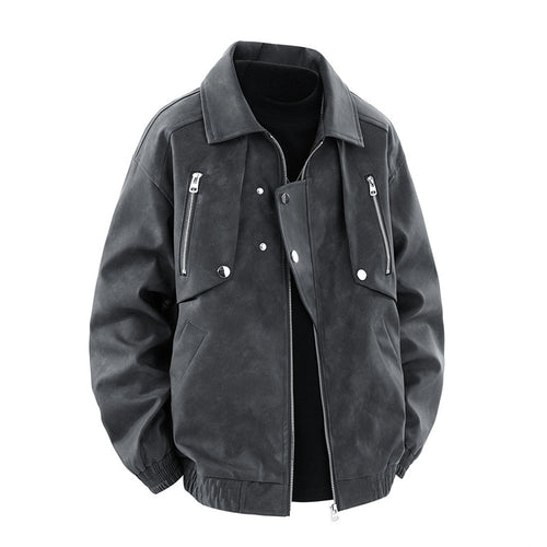 Herren modische Jacke mit multifunktionalen Reißverschlusstaschen und elastischen Bündchen EB