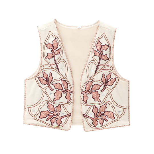 Damen dekorative Weste mit floralem Stickdesign EB