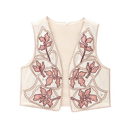 Damen dekorative Weste mit floralem Stickdesign EB