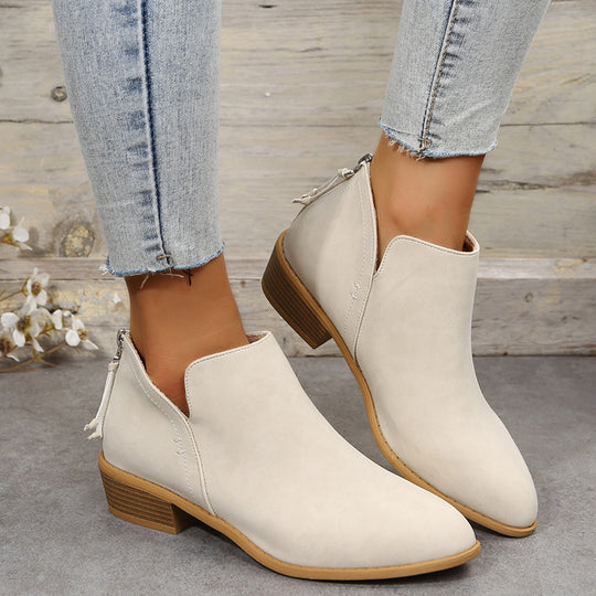 Damen modische Stiefeletten mit elegantem Reißverschluss und bequemer Sohle EB