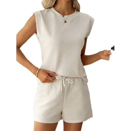 Damen Kurzarm-Overall mit Rüschendetails und Bindegürtel EB