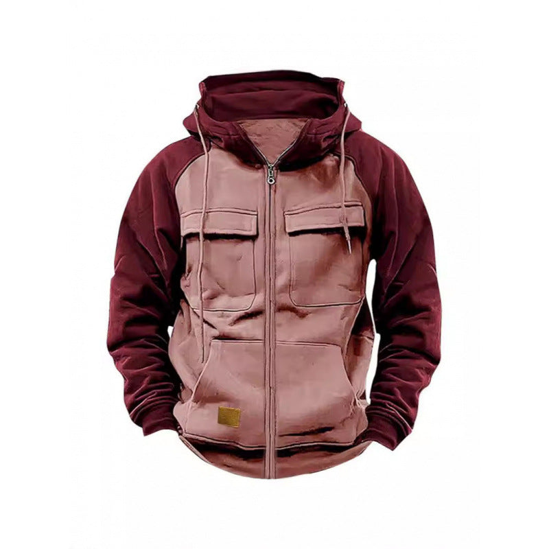 Herren Kapuzenjacke mit Cargo-Taschen und durchgehendem Reißverschluss EB
